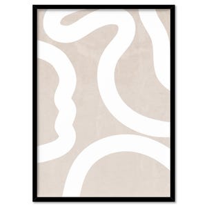 Boho Neutral Shapes II Wall Art Print. Sandy Watercolour Texture. Abstract White Lines Poster. Get the set! Modern Poster or Canvas | UST-28 image 5