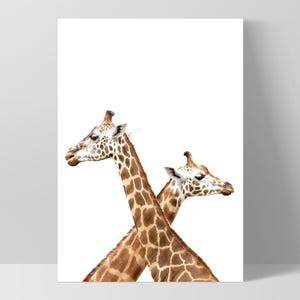 Grazing Giraffe Duo Art Print. Kids Giraffe Wall Art. Safari African ...