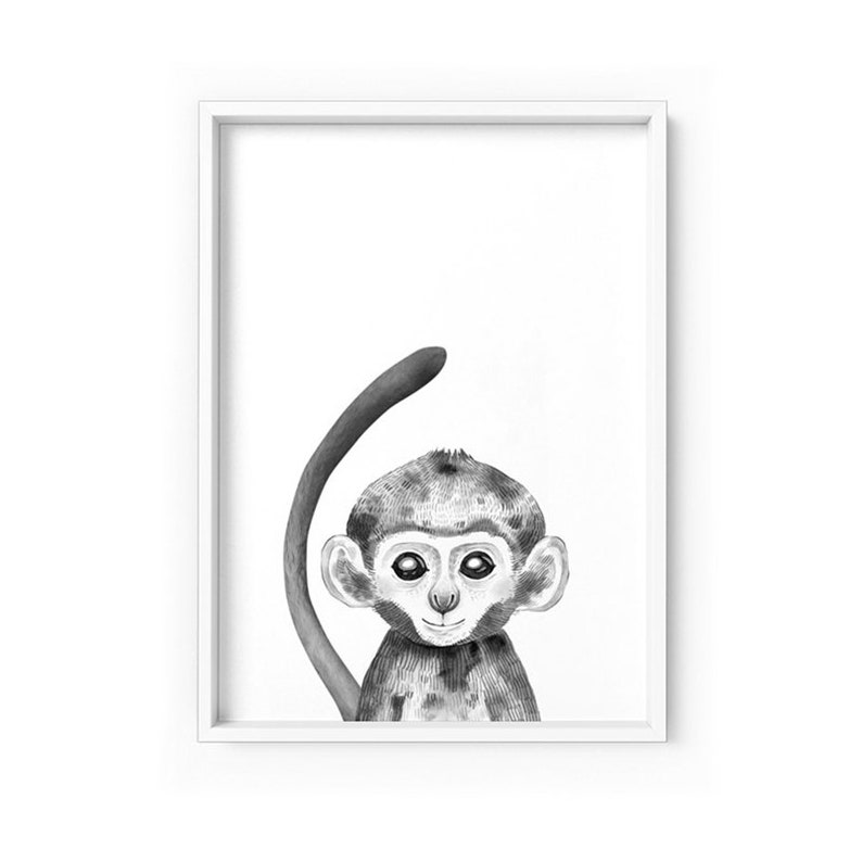 Cheeky Chimp Monkey B&W Picture CANVAS WALL ART Square Print Cheeky Chimp Monkey B&W Picture CANVAS WALL ART Square Print