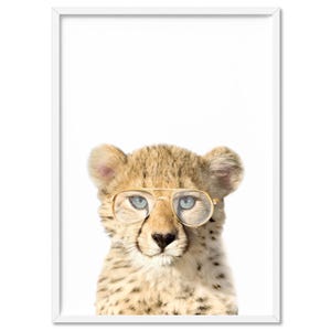 Baby Cheetah Art Print. Cute Cheetah in Sunnies Print. Safari Animal Poster. African Animal Print. Kids Room Decor. Great as a Set | KDS-42
