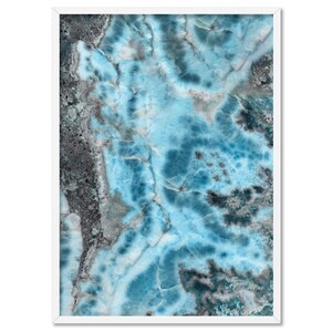 May include: Abstract art print featuring a close-up of a blue and gray stone with a swirling pattern.