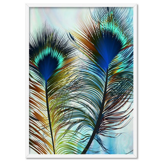 Peacock Print. Poster or Canvas.  Modern look artwork. High resolution. Framed or Unframed options. Designed in Sydney | ANA-23
