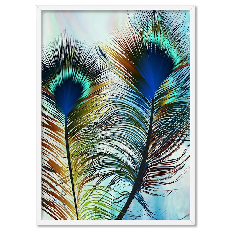 Peacock Print. Poster or Canvas. Modern look artwork. High resolution. Framed or Unframed options. Designed in Sydney | ANA-23 image 1
