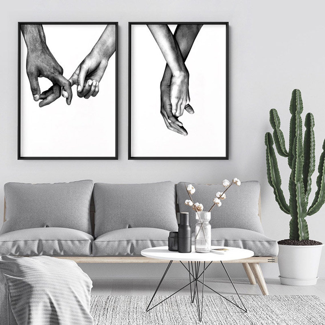 Couple Holding Hands Art Print. Black and White Art. - Etsy
