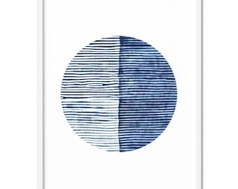 Indigo Shibori Abstract Wall Art. Japanese Style Art Print in Tie Dye Effect. Navy Blue Poster or Canvas Print. Framed or Unframed | SBR-07