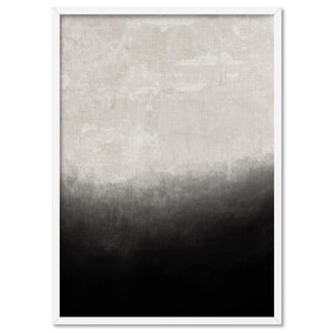 Modern Scandi Ombre Abstract Artwork Print. Gallery Style Horizon Wall Art Print. Gradient Black Beige Print. Poster or Framed | ABA-49