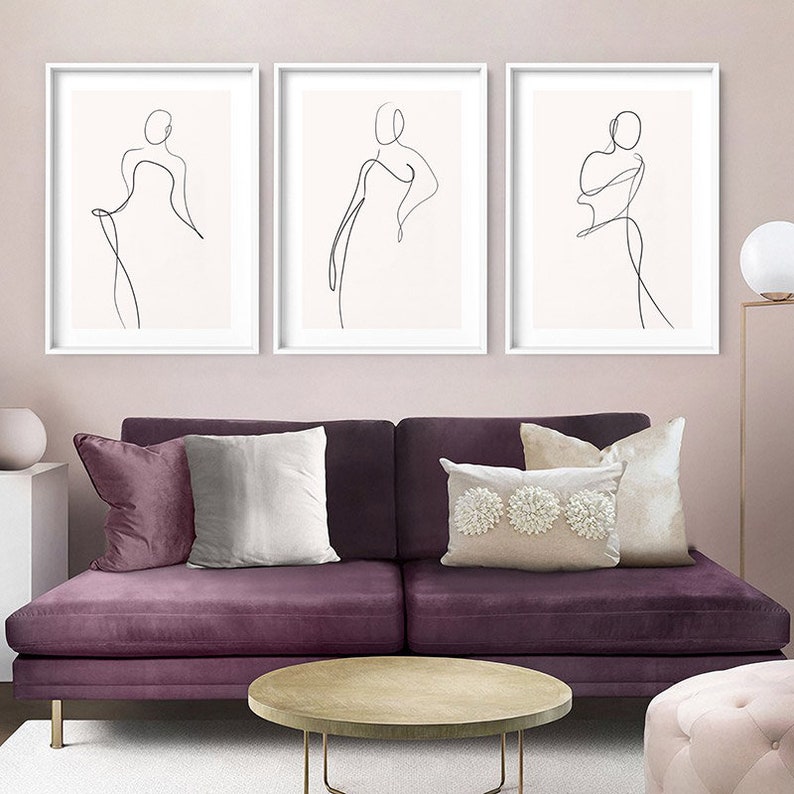 Minimalist Form Wall Art Print Woman Fashion Pose Boho Abstract Wall Art Poster White Border UST-06 Blush Female Pose Line Art II