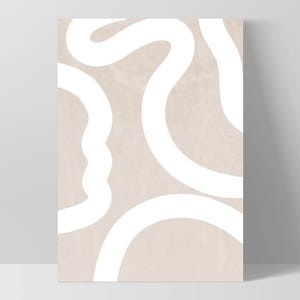 Boho Neutral Shapes II Wall Art Print. Sandy Watercolour Texture. Abstract White Lines Poster. Get the set! Modern Poster or Canvas | UST-28 image 6