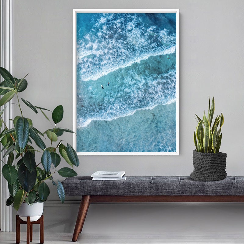 Ocean Print Aerial Beach Wall Art. Coastal Framed Canvas or Etsy
