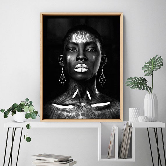 African Tribal Queen Wall Art Woman Portrait In Black And New Zealand - Tribal Wall Art Nz African Tribal Queen Wall Art Woman Portrait In Black And New Zealand - Tribal Wall Art Nz