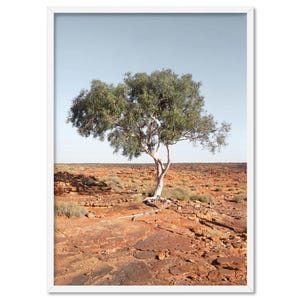 Gum Tree Print Australian Outback Poster. Australian Desert Red Earth Print. Bush Landscape  Art Print Poster or Canvas. Eucalyptus | LND-10