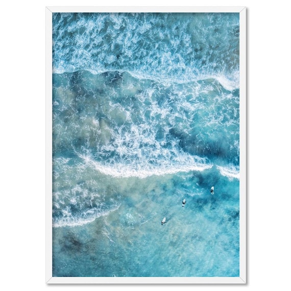 Waves Ocean Surf Art Print. Ocean Aerial Photo of Waves and Surfers. Modern home decor. Perfect for Living or Bedroom. Get the Set | BOC-08