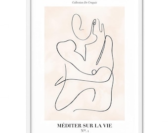 Abstract Line Art Figures I Art Print. Designer Chic Wall Art. Meditate on Life, Collection De Croquis. Fine Art Prints or Canvas | UST-09