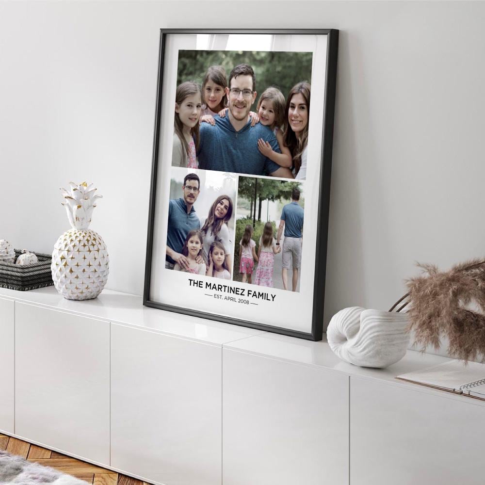 Family Photos in Trio Collage Art Print, Poster or Framed Wall Art ...