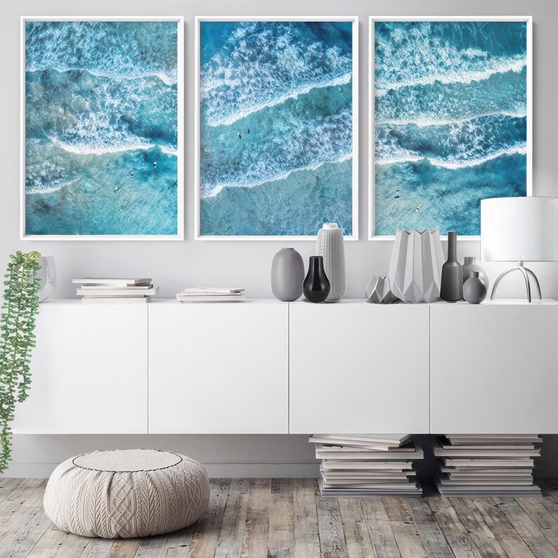 Waves Ocean Surf Art Print. Ocean Aerial Photo of Waves and Surfers. Modern home decor. Perfect for Living or Bedroom. Get the Set | BOC-08 imagen 3
