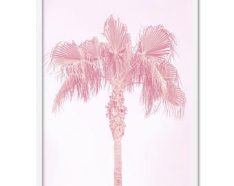 Pink Palm Tree Wall Art Print. Pastel Pink Poster, Great for Kids Girls Room. Framed or Unframed. Coastal Cali. Print and Proper | PLT-71
