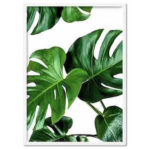 Monstera Leaf Print. Watercolour Style Green Leaves. Tropical Botanical Leaves. Home Decor Wall Art. Print and Proper | PLT-10