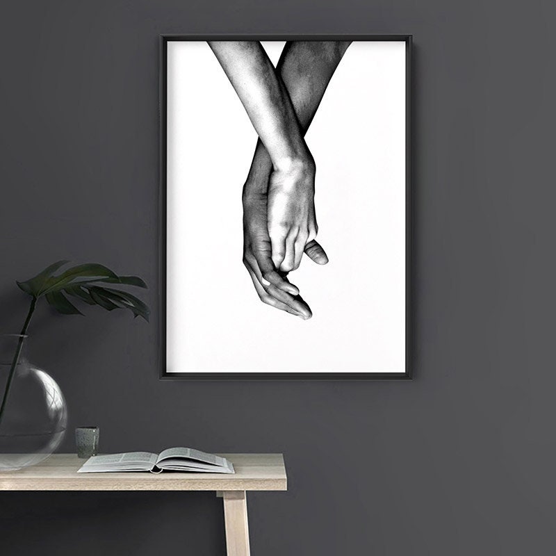 Couple Holding Hands Art Print. Black and White Art. - Etsy