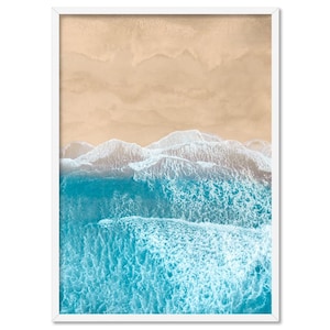 Aerial Ocean Wall Art. Vertical Ocean Art Print. Modern Coastal Style Wall Art or Home Decor. Framed or Unframed.  Print and Proper | ESK-07