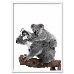 Koala Art Print Mother and Baby. Australian Native Animals. Perfect for Kids room or Nursery. Cute Furry Animal Prints and Posters | ANA-41