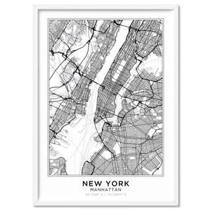 City Map | New York, Manhattan. Street Map Poster or Canvas. Map Wall Art. Minimal Style. Choose your Colour. Custom Maps Available | MAP-35