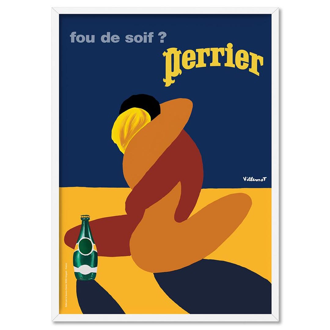 Perrier Fou De Soif. Vintage Poster Bernard Villemot. Retro Art