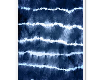 Indigo Abstract Shibori Wall Art. Home Decor Art Print in Tie Dye Effect. Navy Blue Poster or Canvas Print. Framed or Unframed | SBR-02