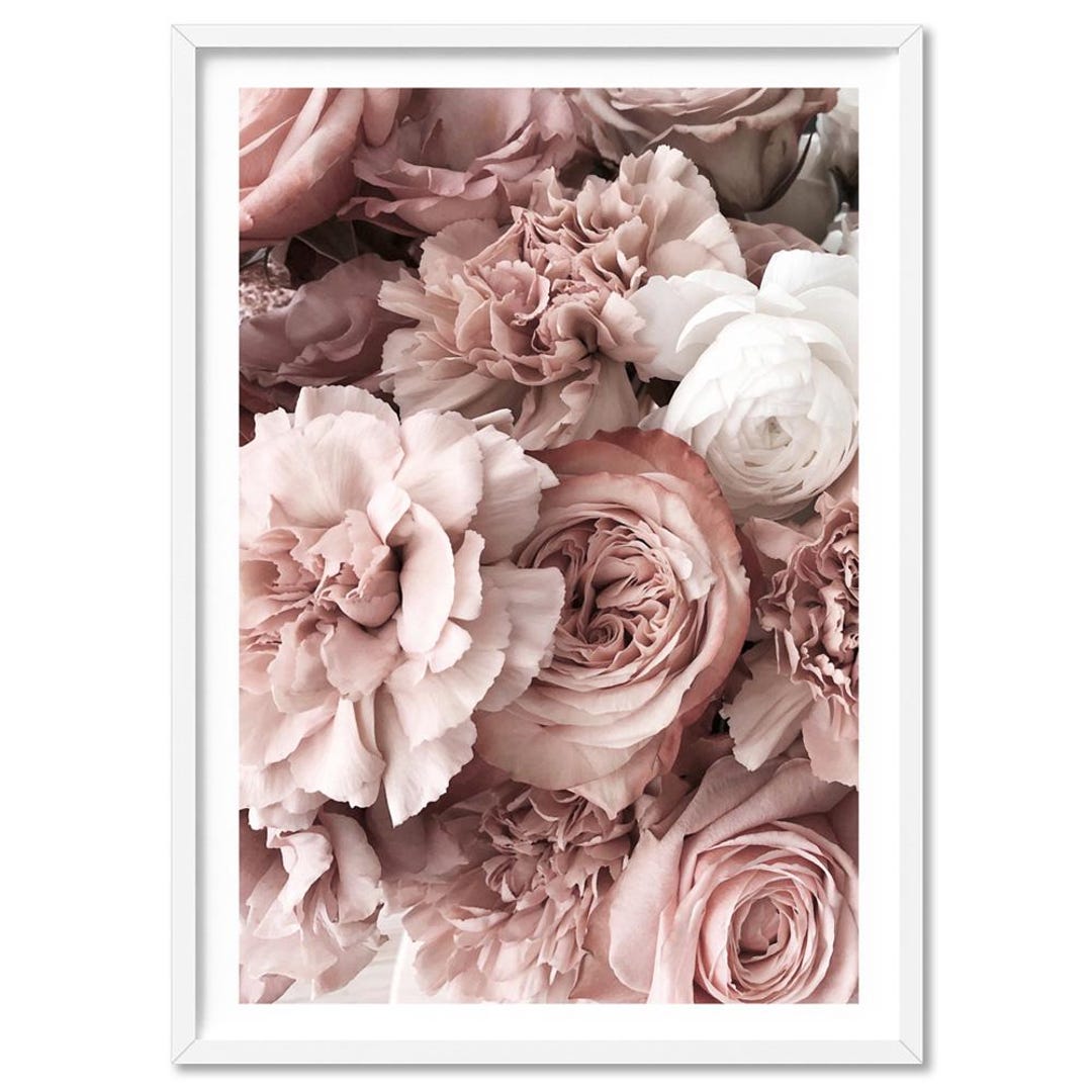 Blush Floral Bunch Art Print. Floral Flowers Poster in Blush Tones ...