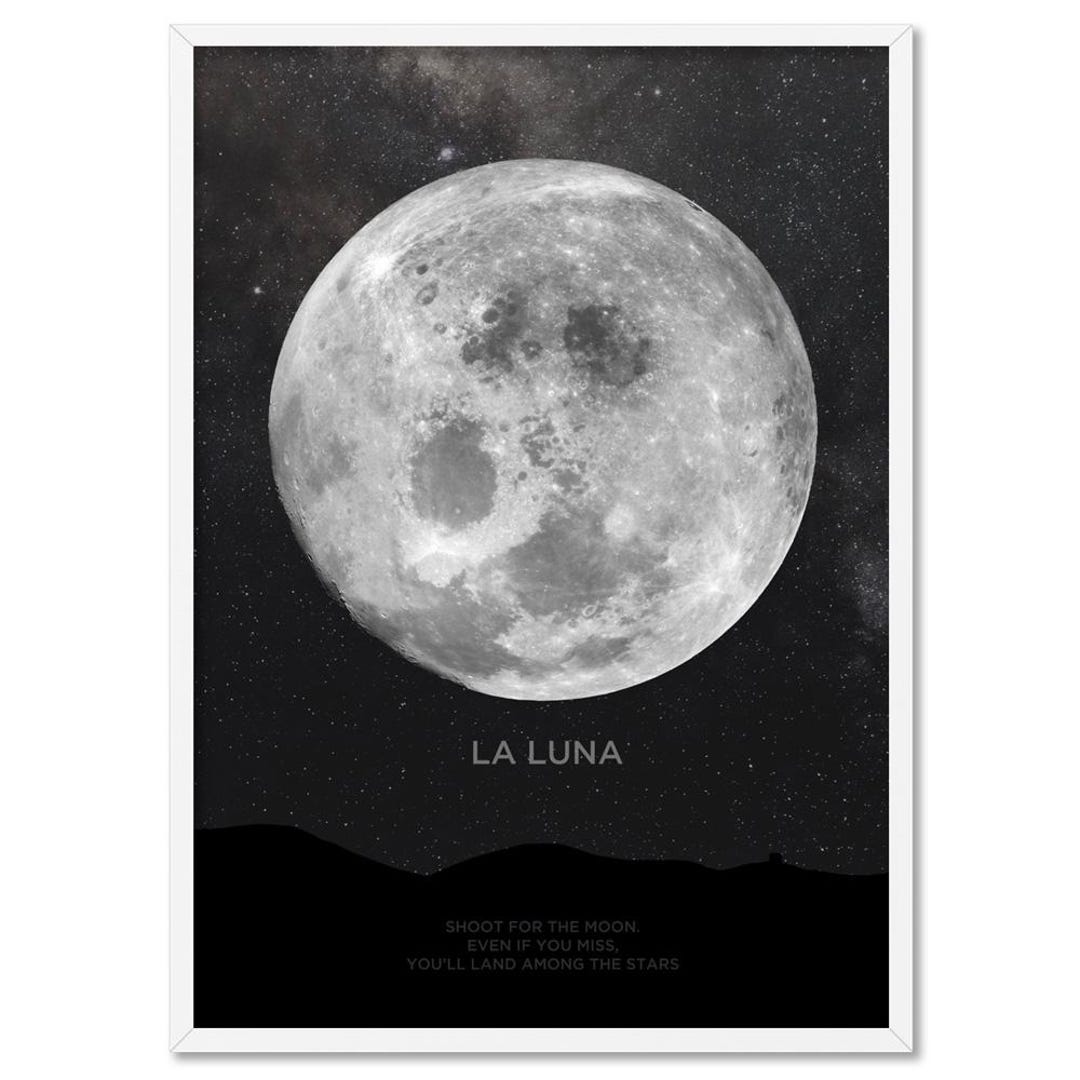 Moon Print Poster Art. Full Moon. Black and White. Lunar Wall Art ...