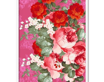 Watercolour Floral Mexican Style Art Print. Day of the Dead Style Floral Fashion Portrait. Chic Home Interior. Poster or Canvas | PLT-110