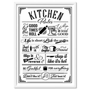 Kitchen Wall Art Print. Kitchen Rules Sign Poster. Kitchen Wall Decor Print. Cooking Print. Funny Kitchen Quotes. Printed Wall Art | TYP-111