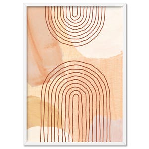 Pastel Boho Double Arch Print. Blush & Peach. Unique Wall Art for Cozy Spaces. Earthy Tones, Hand-Drawn Design, Bohemian Vibes | ABA-69