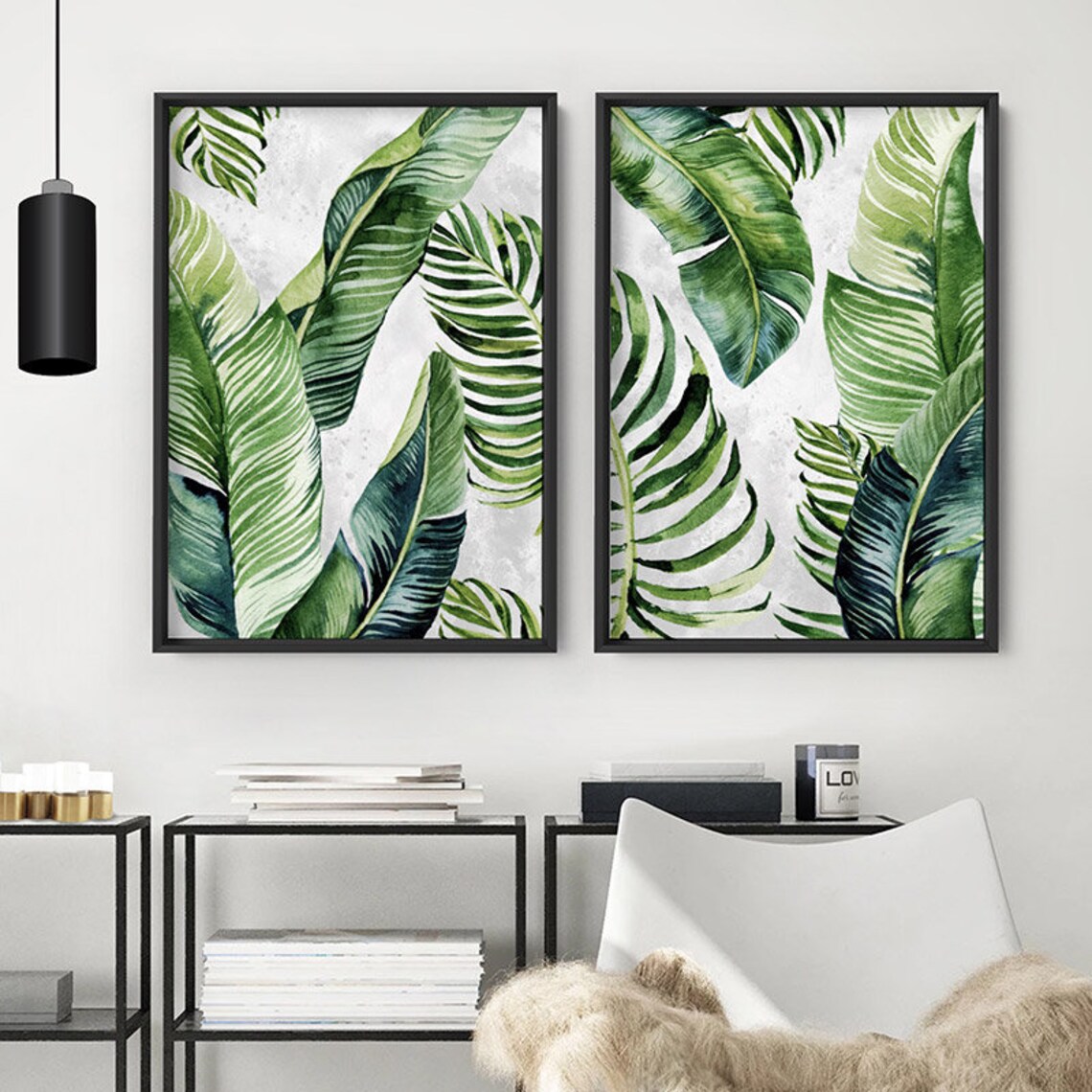 Tropical Palm Wall Art Print I. Banana Leaves Foliage in Etsy Australia