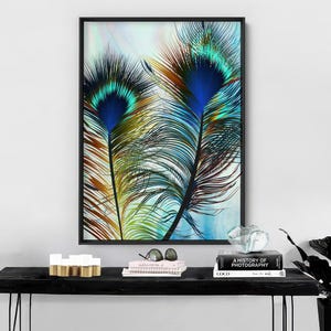 Peacock Print. Poster or Canvas. Modern look artwork. High resolution. Framed or Unframed options. Designed in Sydney | ANA-23 image 2