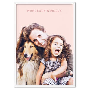 Custom Portrait Family Print. Personalized Gift for Family. Custom Family Painting.  Illustration From Photo. Children Gifts for Mom |PER-56