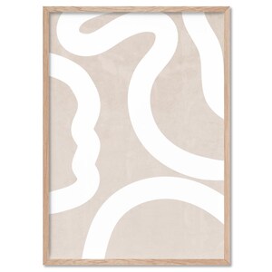 Boho Neutral Shapes II Wall Art Print. Sandy Watercolour Texture. Abstract White Lines Poster. Get the set! Modern Poster or Canvas | UST-28 image 4