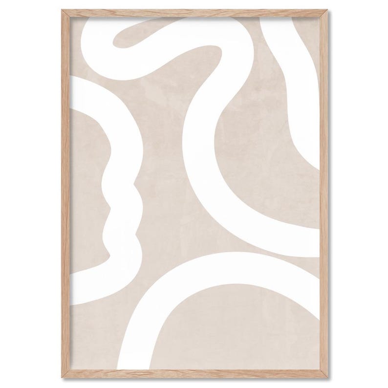 Boho Neutral Shapes II Wall Art Print. Sandy Watercolour Texture. Abstract White Lines Poster. Get the set! Modern Poster or Canvas | UST-28 image 4