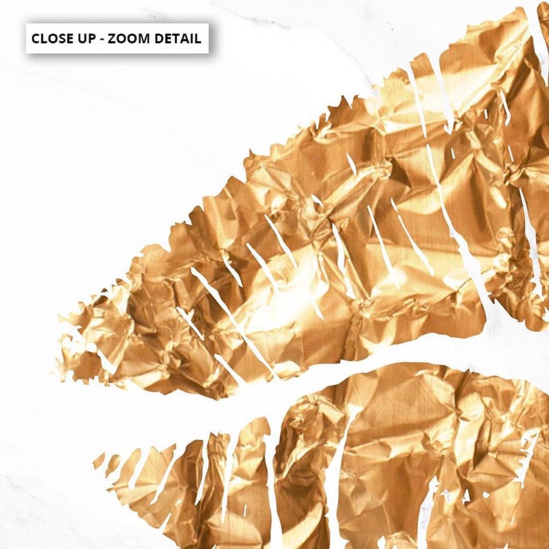 Lips Printed Poster. Gold Look Luxe Design Kiss. White Marble. Chic Fashion Print. Perfect for the Bedroom. High Resolution | HPS-02 immagine 7