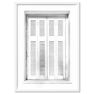 White Coastal Window, Wall Art Print. Hamptons Minimal Modern Art. Great as a pair. White on White Clean Look. Poster or Canvas | DTR-40