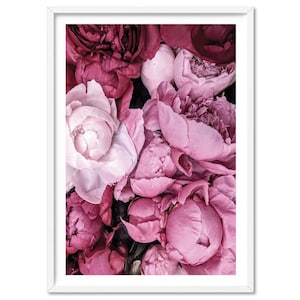 Pink Magenta Peonies Wall Art Print. Pink Floral Flowers Poster. Chic Floral Wall Art. Peony Bunch Close up. Pink Floral Art Print | PLT-128