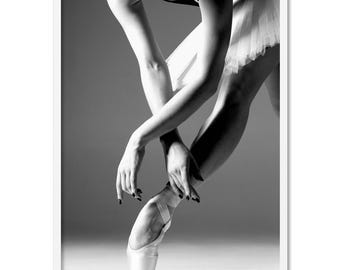 Black & White Ballerina Ballet Dancer Art Print. Modern Ballet. Contemporary Dance Pose Poster. Dancing in the Dark Print | HPS-84