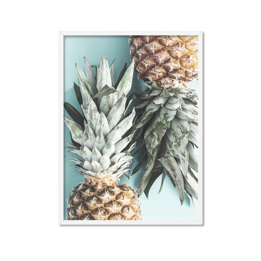 Pineapples Print. Yellow Teal Pineapple Art Print. Tropical Etsy