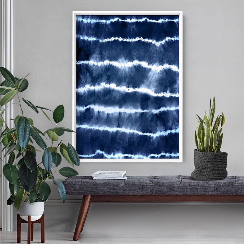 Indigo Abstract Shibori Wall Art. Home Decor Art Print in Tie Etsy
