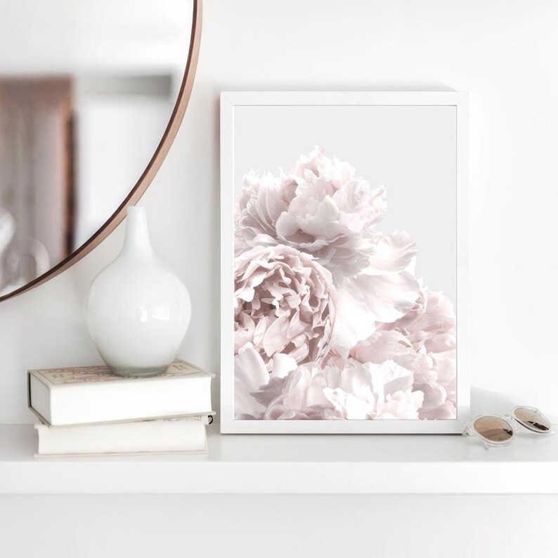 Peony Art Print Poster. Neutral Tones. Peonies Photo. Ready to Hang or Canvas. Modern Floral Art Print, Perfect for Bedroom | PLT-60 afbeelding 2