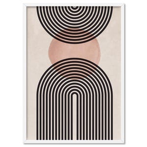 Boho Arches Art Print II. Abstract Shapes Poster. Black & Neutral Watercolour. Modern Minimal Wall Art in Earthy Tones. Bohemian | UST-31