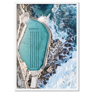 Bronte Rock Pool Aerial Print I. Bronte Beach Sydney Wall Art. Australian Photography. Framed Print or Poster. Lounge or Bedroom | URB-25