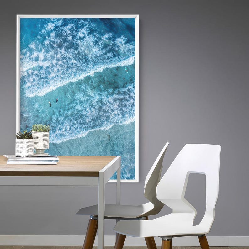 Waves Ocean Surf Art Print. Ocean Aerial Photo of Waves and Surfers. Modern home decor. Perfect for Living or Bedroom. Get the Set | BOC-08 imagen 2