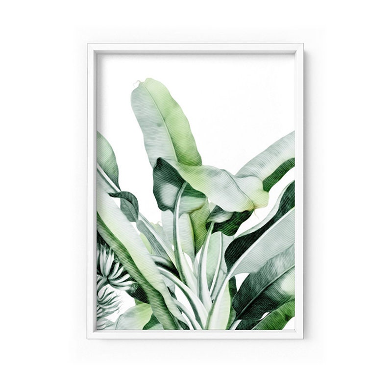 Palm Art Print. Tropical Banana Palm Leaves Foliage. Minimal | Etsy