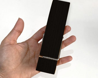 Large Wooden Wall Clip | Black. Clothpin Tea or Hand Towel Holder. Jumbo Wooden Peg. Home Decor Bathroom or Kitchen. Adhesive Bk. Hand Made