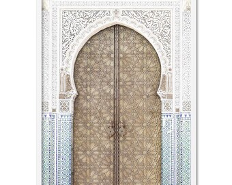 Golden Doorway Morocco Wall Art Print. Bohemian Artwork. Ornate Door Entry. Door Wall Art Print. Modern Boho Look. Poster or Canvas | DTR-03